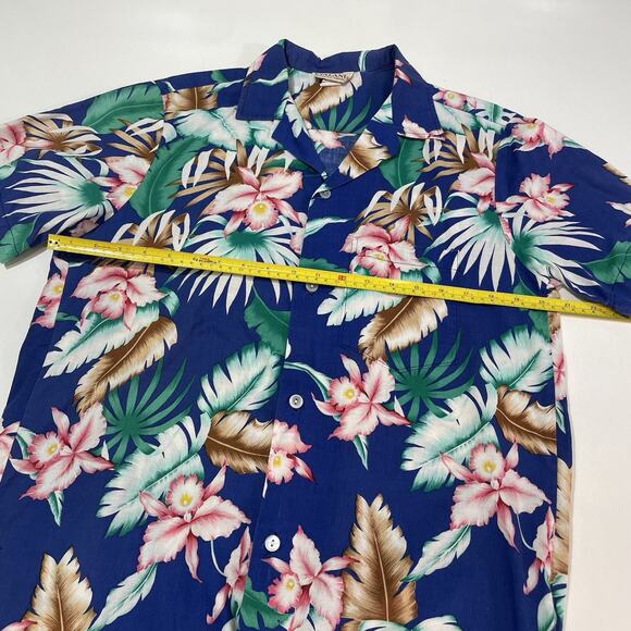 VTG 90’s Evalani Men’s Hawaiian Camp Shirt Palm Floral Vacation Wear Button M - Picture 3 of 5